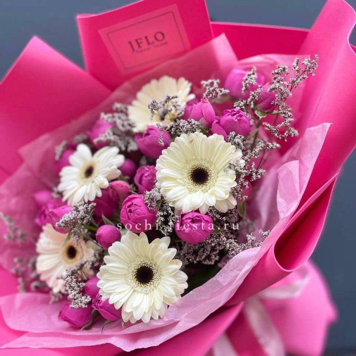 Букет гербер и мисти бабблс  в Дзержинске