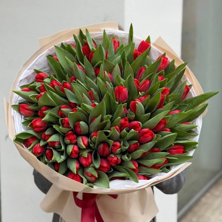 101 красный тюльпан в Дзержинске