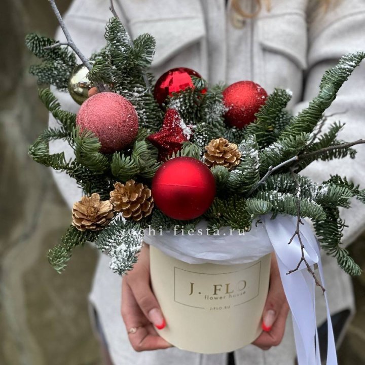 Новогодняя композиция в коробке ред в Дзержинске