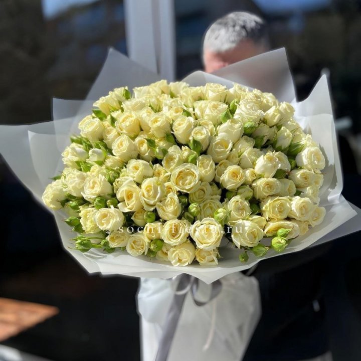 Белые кустовые розы 31 шт в Дзержинске