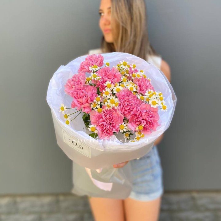 Дуобукет диантусов и ромашек в Дзержинске