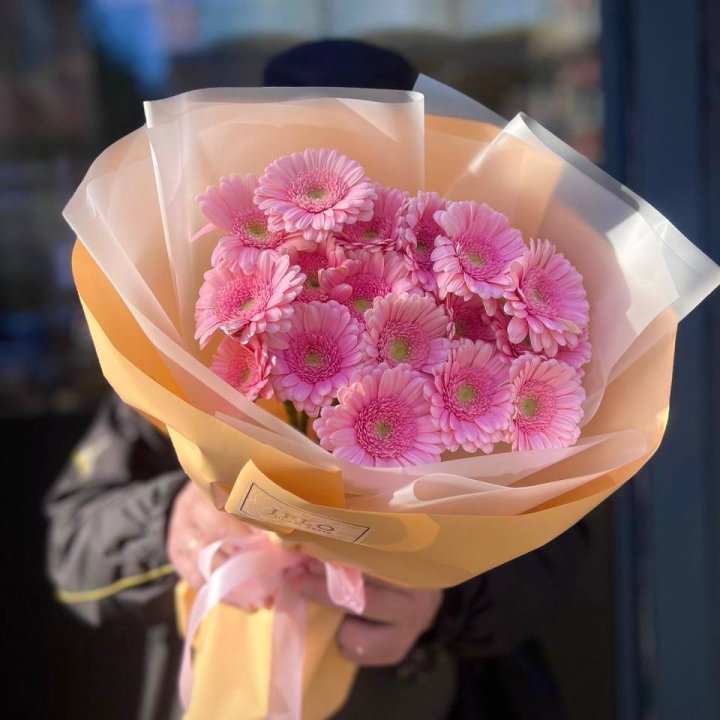 17 розовых гербер  в Дзержинске