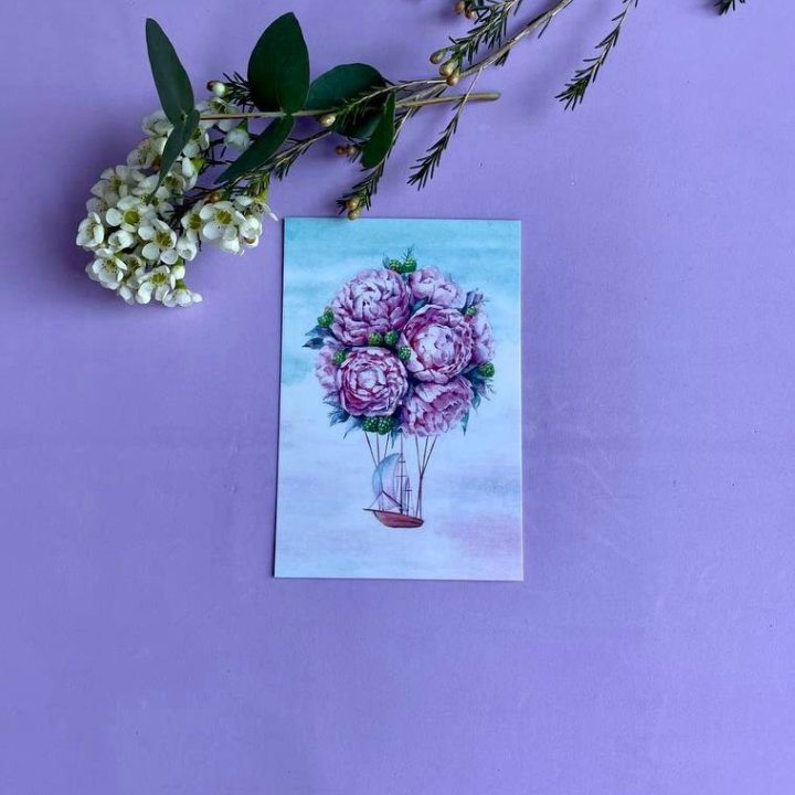 Открытка к букету "Пион" в Дзержинске