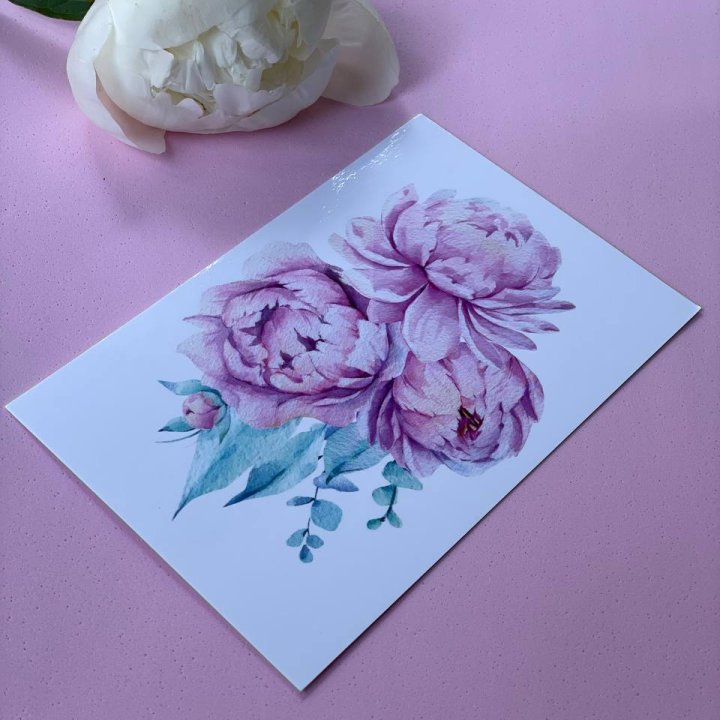 Открытка к букету "Пионы" в Дзержинске