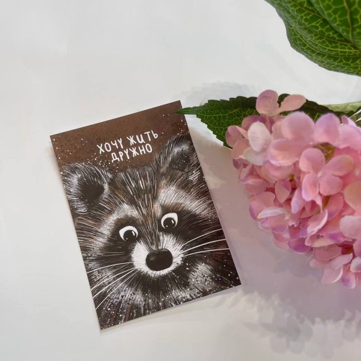 Открытка к букету "Енотик" в Дзержинске