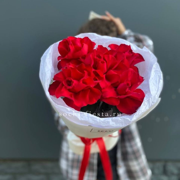 5 французских красных роз в Дзержинске