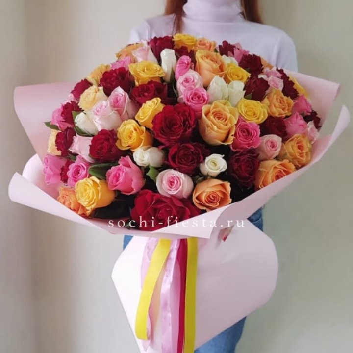 101 роза Кенийский микс "Нежность" в Дзержинске