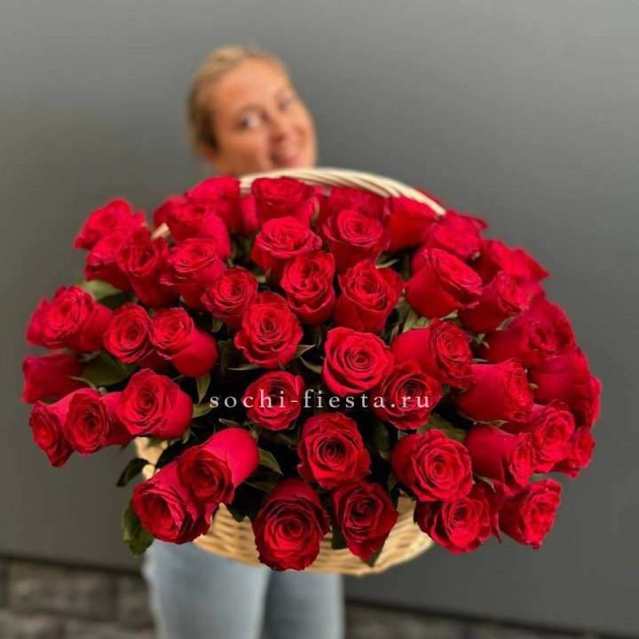 101 красная роза в корзине   в Дзержинске