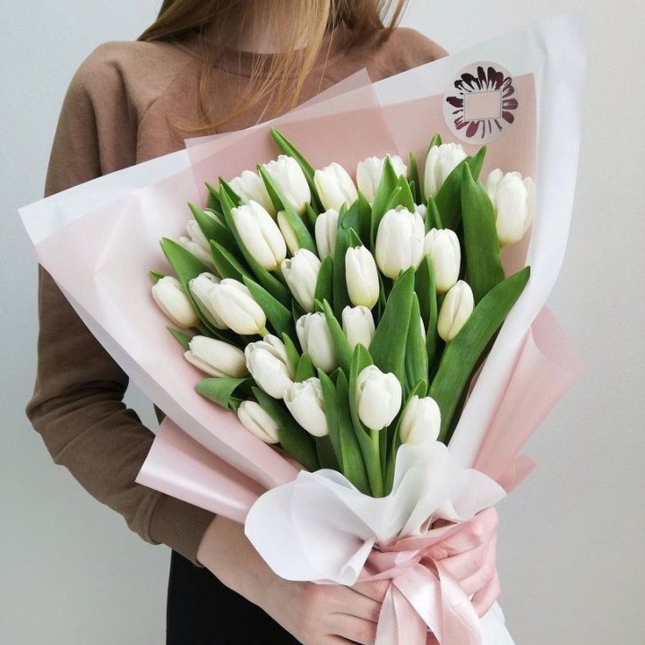Букет белых тюльпанов "Моника" в Дзержинске