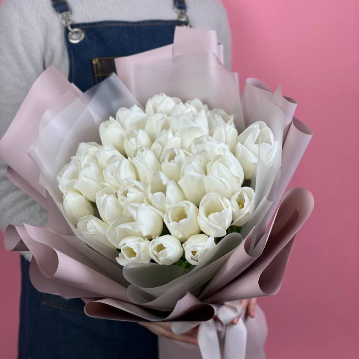 Букет белых тюльпанов "Пур-пур" в Дзержинске