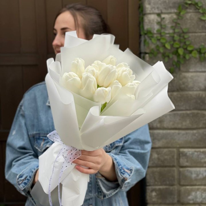 Букет белоснежных тюльпанов в Дзержинске